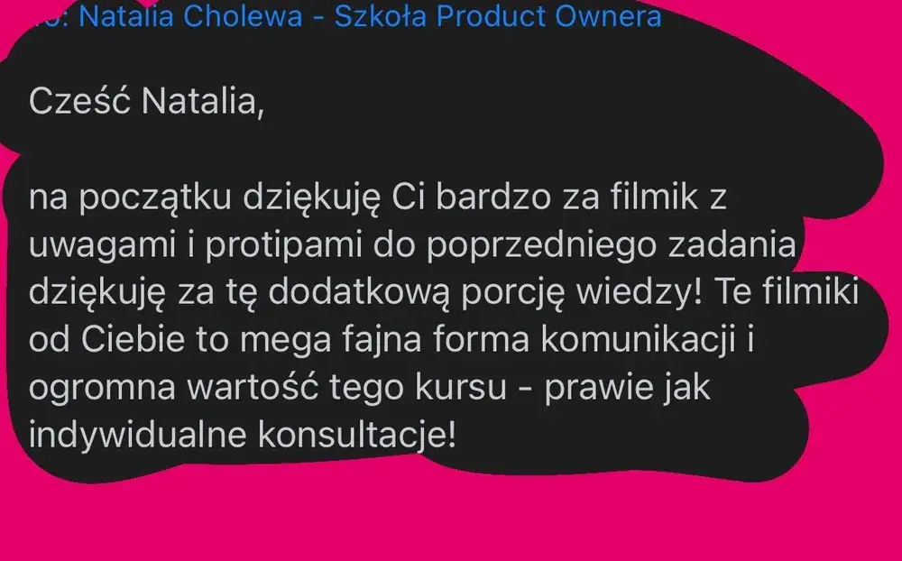 Opinia (wiadomość) — Kursantka
