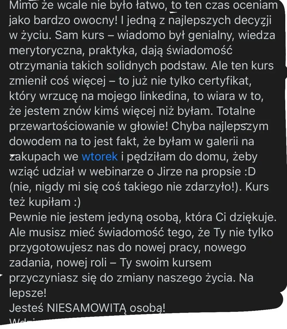 Opinia (wiadomość) — Kursantka