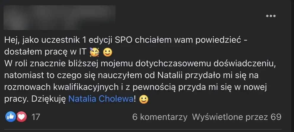 Opinia (wiadomość) — Absolwent Szkoły Product Ownera