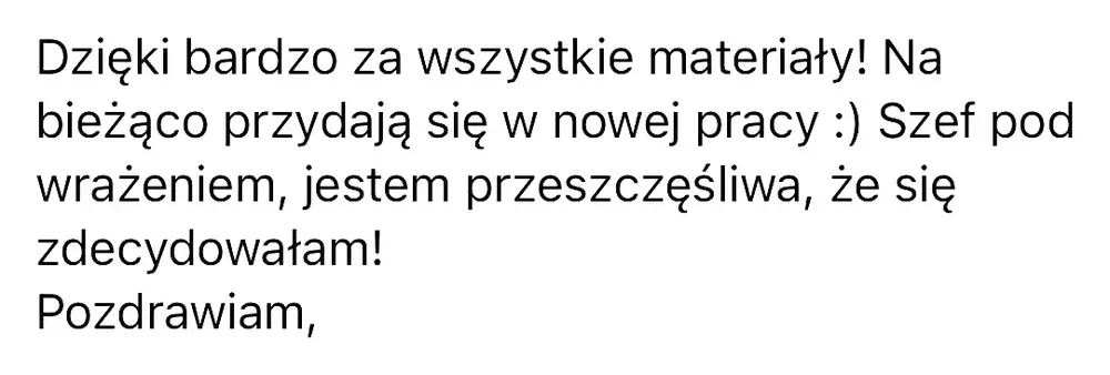 Opinia (wiadomość) — Kursantka